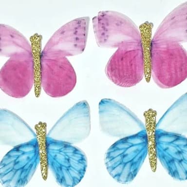 Borboletas Azul e Rosa de Seda - Pct C/6 Unidades