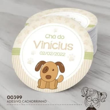 Adesivo Redondo Cachorrinho - 00399
