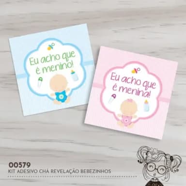 Kit Adesivos Quadrados Chá Revelação - 00579