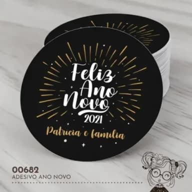 Adesivo Redondo Feliz Ano Novo - 00682