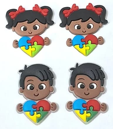 Apliques Menina e Menino Símbolo Autismo - 6 Unidades