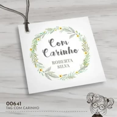 Tag Quadrada com Carinho - 00641