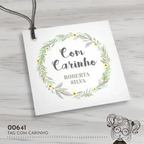Tag Quadrada com Carinho - 00641
