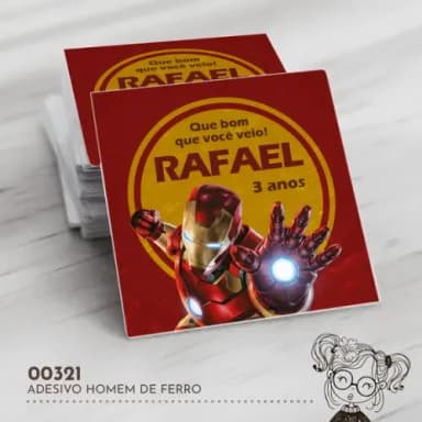 Adesivo Quadrado Homem de Ferro - 00321