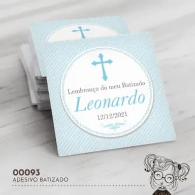 Adesivo Quadrado Batizado - 00093