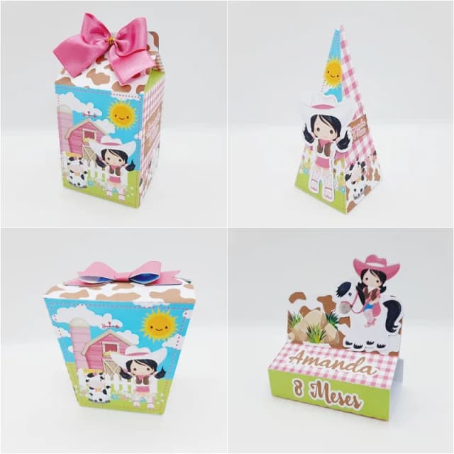 PEGUE E MONTE - Kit Festa POOL FAZENDINHA MENINA - Decoração de Festa - Caixinhas Personalizadas