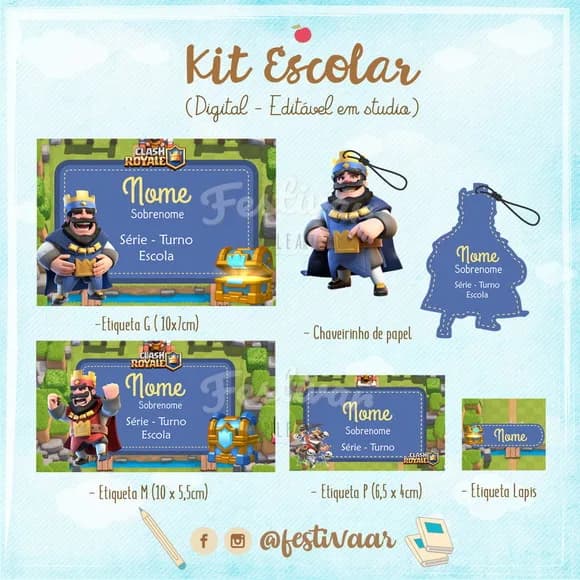 60 Etiquetas Escolares Personalizadas Prova D'agua