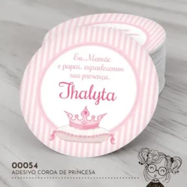 Adesivo Redondo Coroa de Princesa - 00054