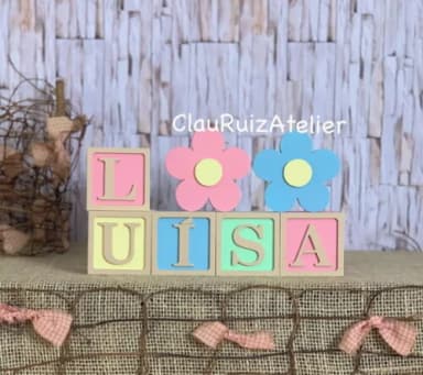 Tons Terrosos Cubos 6x6cm Ts+ Dupla de Flor Decoração Bebê