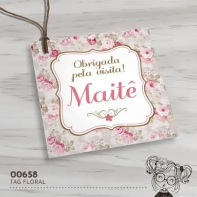 Tag Quadrada Floral - 00658