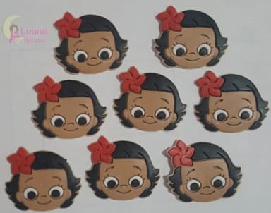 Aplique Carinha Moana de Borracha - Pct C/8 Unidades
