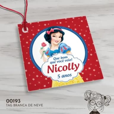 Tag Quadrada Branca de Neve - 00193