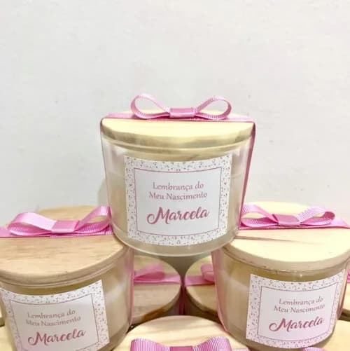 Lembrança Maternidade Vela Vegetal Aromática Pote Vidro