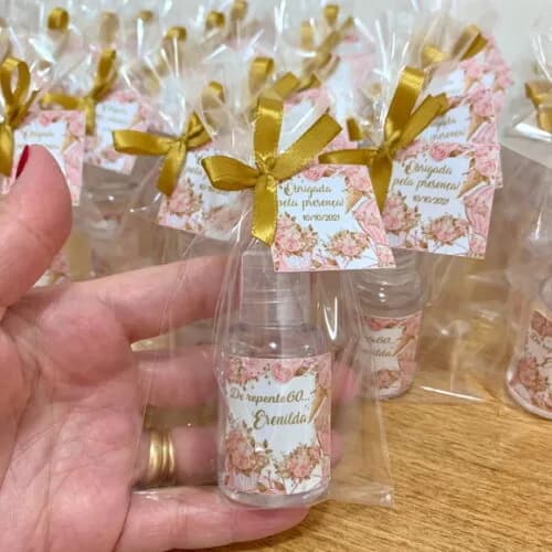 Álcool Gel 70% Lembrancinha Aniversário Rosê Gold