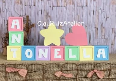 Decoração Bebê - Cubos 6x6cm Candy Ts Estrela e Sol