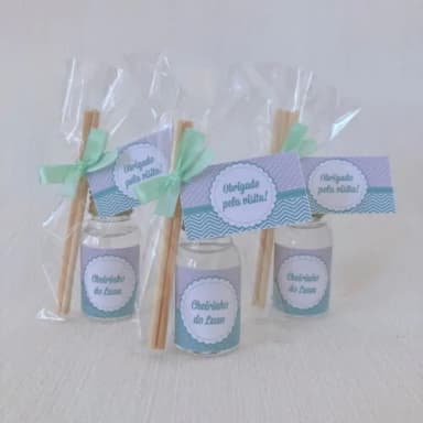 Lembrancinha Aromatizador Chevron cinza e verde