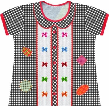 Camiseta Infantil Fantasia Festa Junina Caipira Xadrez com Lacinhos e Remendos