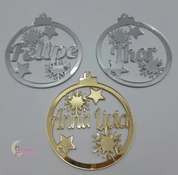 Bola Natal Variados de Acrílicos Espelhados-pct c/3 un