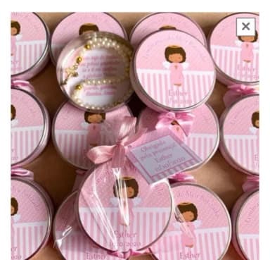 Lembrancinha Anjinho com mini terço Rosa