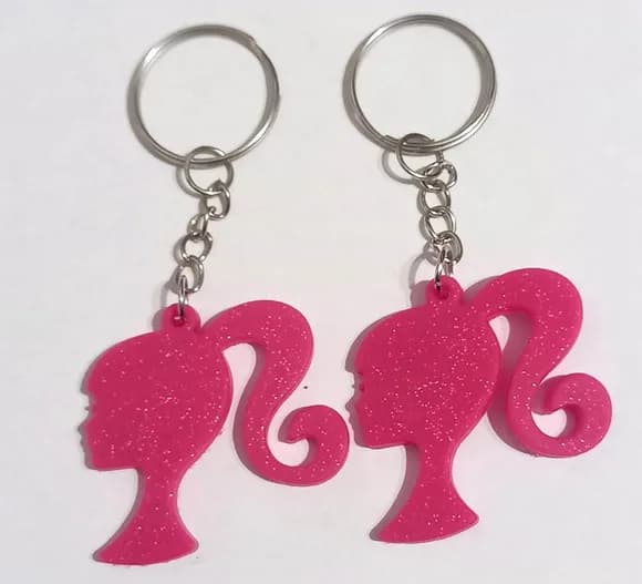 Chaveiro Barbie com Glitter 4cm Emborrachado - 6 Unidades