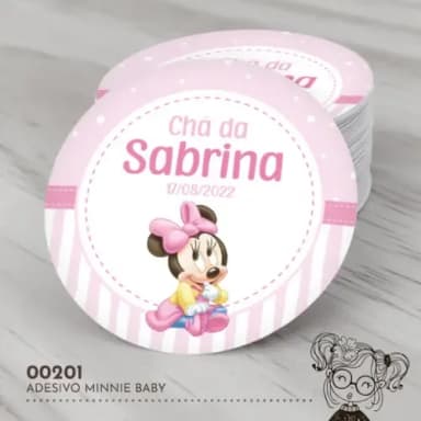 Adesivo Redondo Minnie Baby - 00201