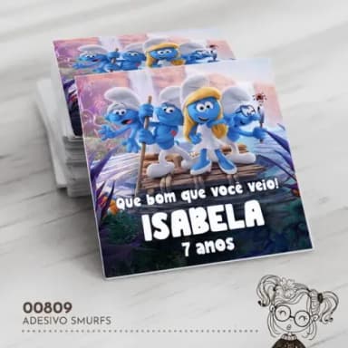 Adesivo Quadrado Smurfs - 00809