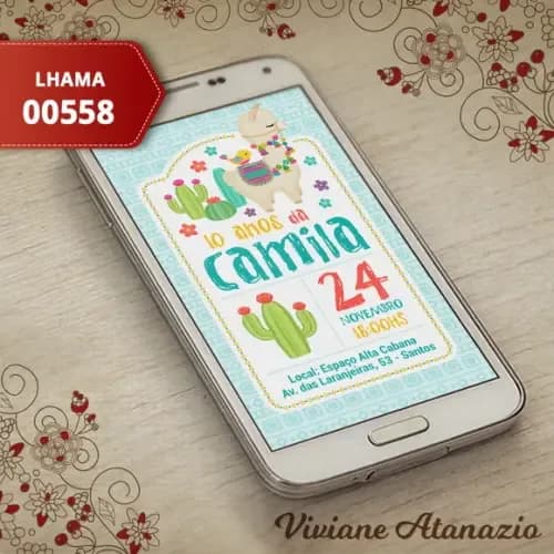 Convite Digital Lhama - 00558