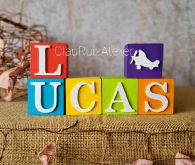 Cubos com Nome 6x6cm Ursinho Aviador