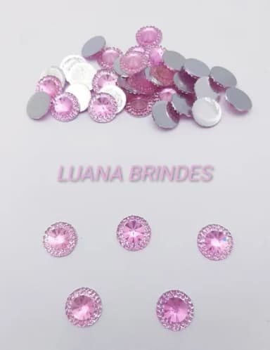 Chaton Rosa Redondo - 14mm - pct c/50 unidades