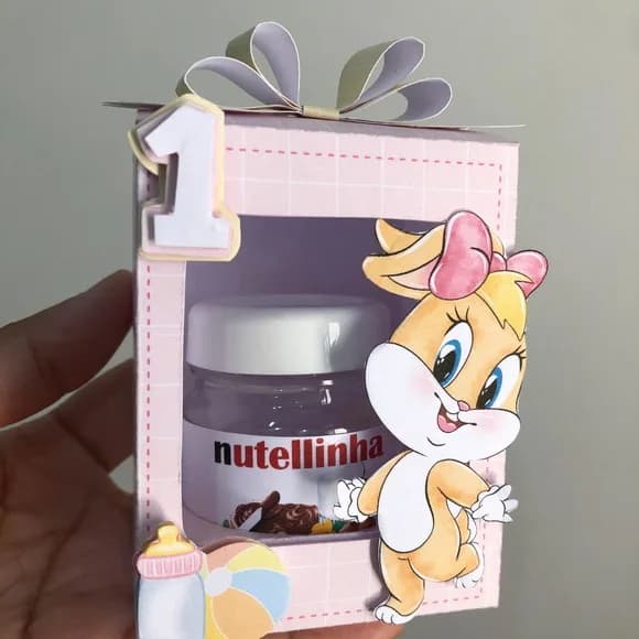 Caixa com Pote para Nutella Looney Tunes Baby Menina