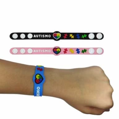 Pulseira Modelo Autismo Azul 19cm Emborrachado 2 Unidades