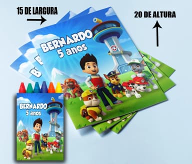kit Colorir Revista e Giz de cera Personalizado da Patrulha Canina