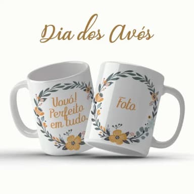 Caneca Dia dos Avós Personalizada com Foto e Frase
