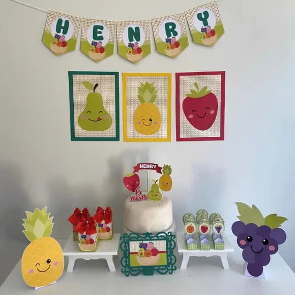 Kit Mesversário Frutinhas Personalizados - Só Um Bolinho
