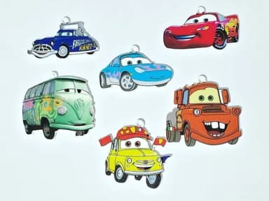 Apliques Carros Variados de Acrílico Uv 3cm - Pct C/6 Unid
