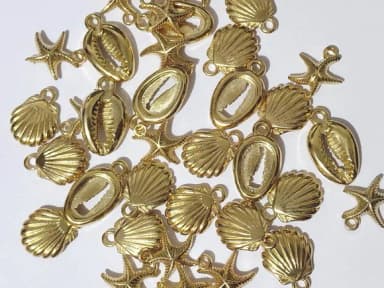 Pingente Fundo do Mar Dourado Abs Pacote com 35 Unidades