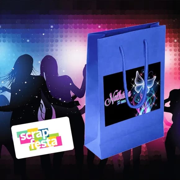 Sacolinha Papel Personalizada Festa Aniversário Balada Neon