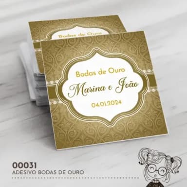 Adesivo Quadrado Bodas de Ouro - 00031