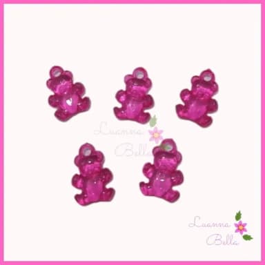Pingente em Acrílico Mini Ursinho Pink - Pct 40 Unidades
