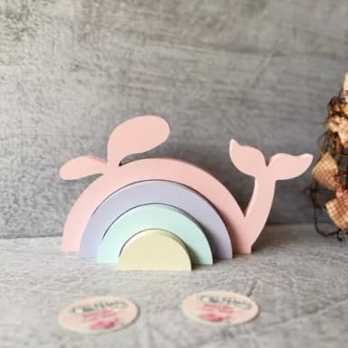 Baleia - Arco Íris de Mesa Decoração Bebê
