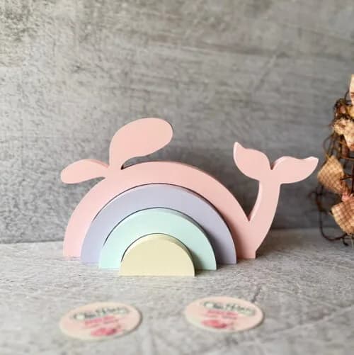 Baleia - Arco Íris de Mesa Decoração Bebê
