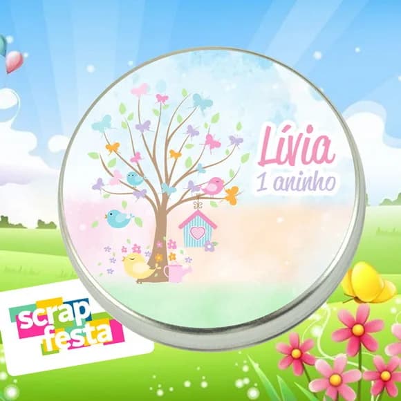 Latinha Personalizada Jardim Encantado Borboleta Aquarela