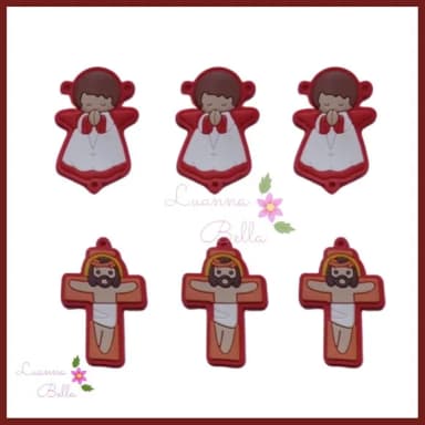 Pingentes Emborrachados Jesus e Anjo - pcts c/4 unds