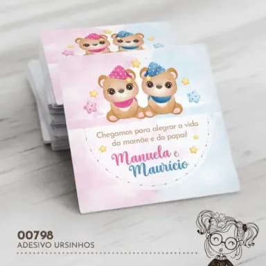 Adesivo Quadrado Ursinhos - 00798