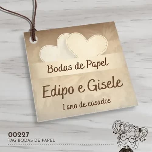 Tag Quadrada Bodas de Papel - 00227