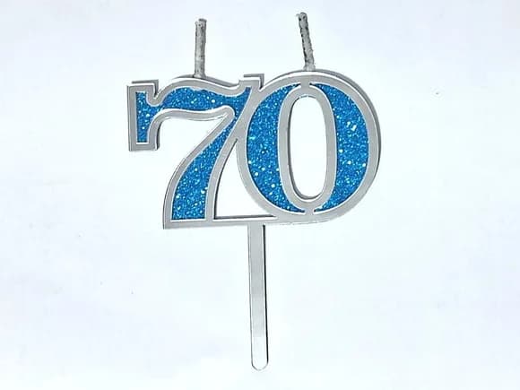 Vela 70 Anos Prata Acrílico Pavio Magico - 1 Peça