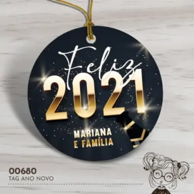 Tag Redonda Feliz Ano Novo - 00680