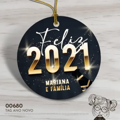 Tag Redonda Feliz Ano Novo - 00680