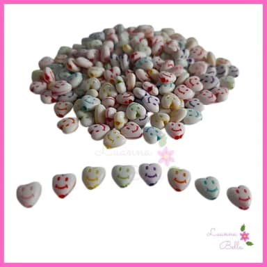 Missanga Coração Sorridente Varias Cores - Pct c/100 unids