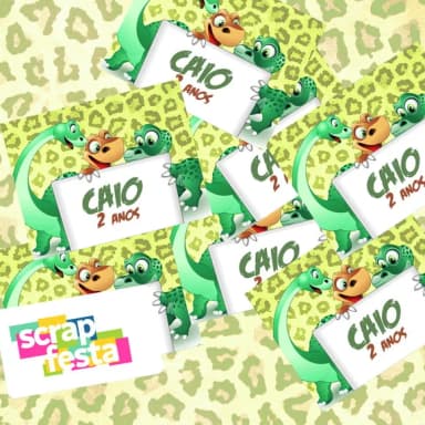 Adesivo Personalizado Retangular Festa Dinossauro